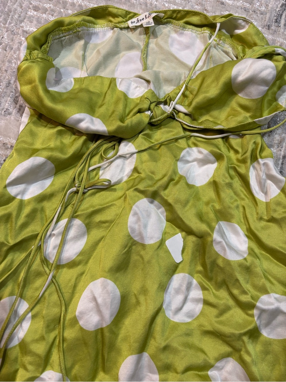 For Love And Lemons Lime Polka Dot Twist-Front Mini Dress - Picture 10 of 10